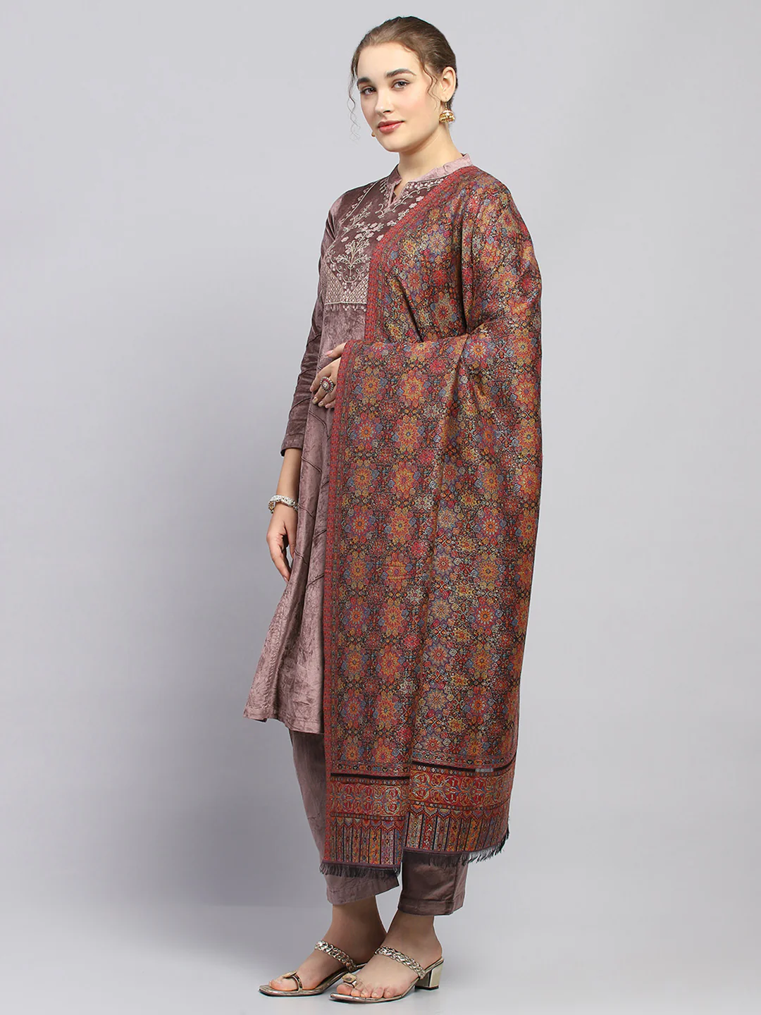Women Multicolor Self Design Shawl - Image 3