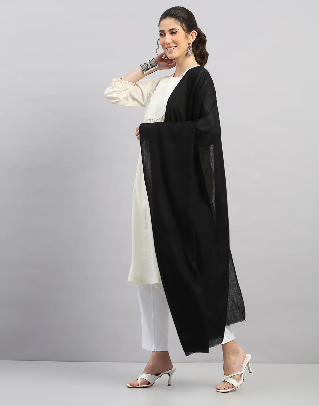 Women Multicolor Self Design   Shawl - Image 2