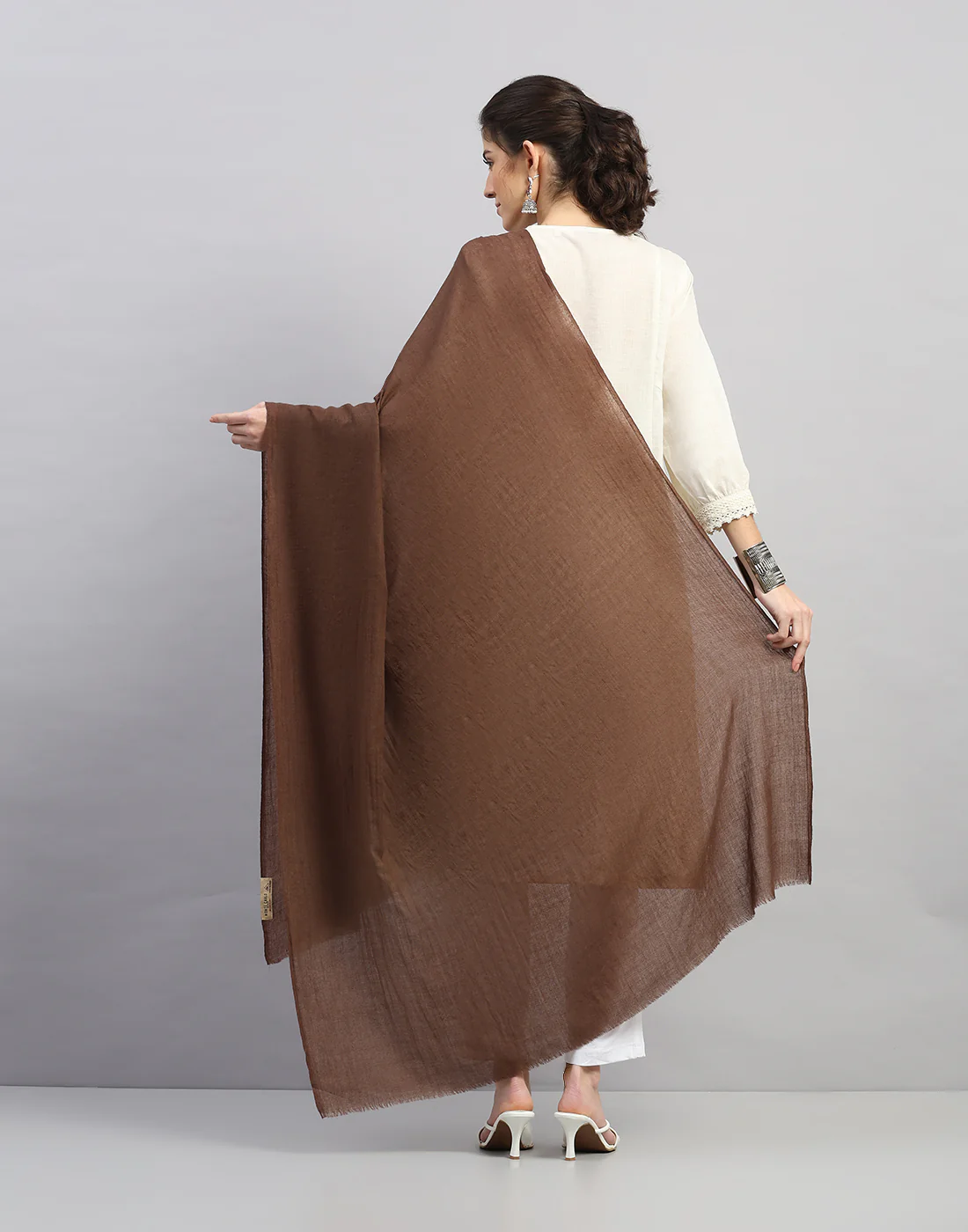 Women Multicolor Self Design   Shawl - Image 4