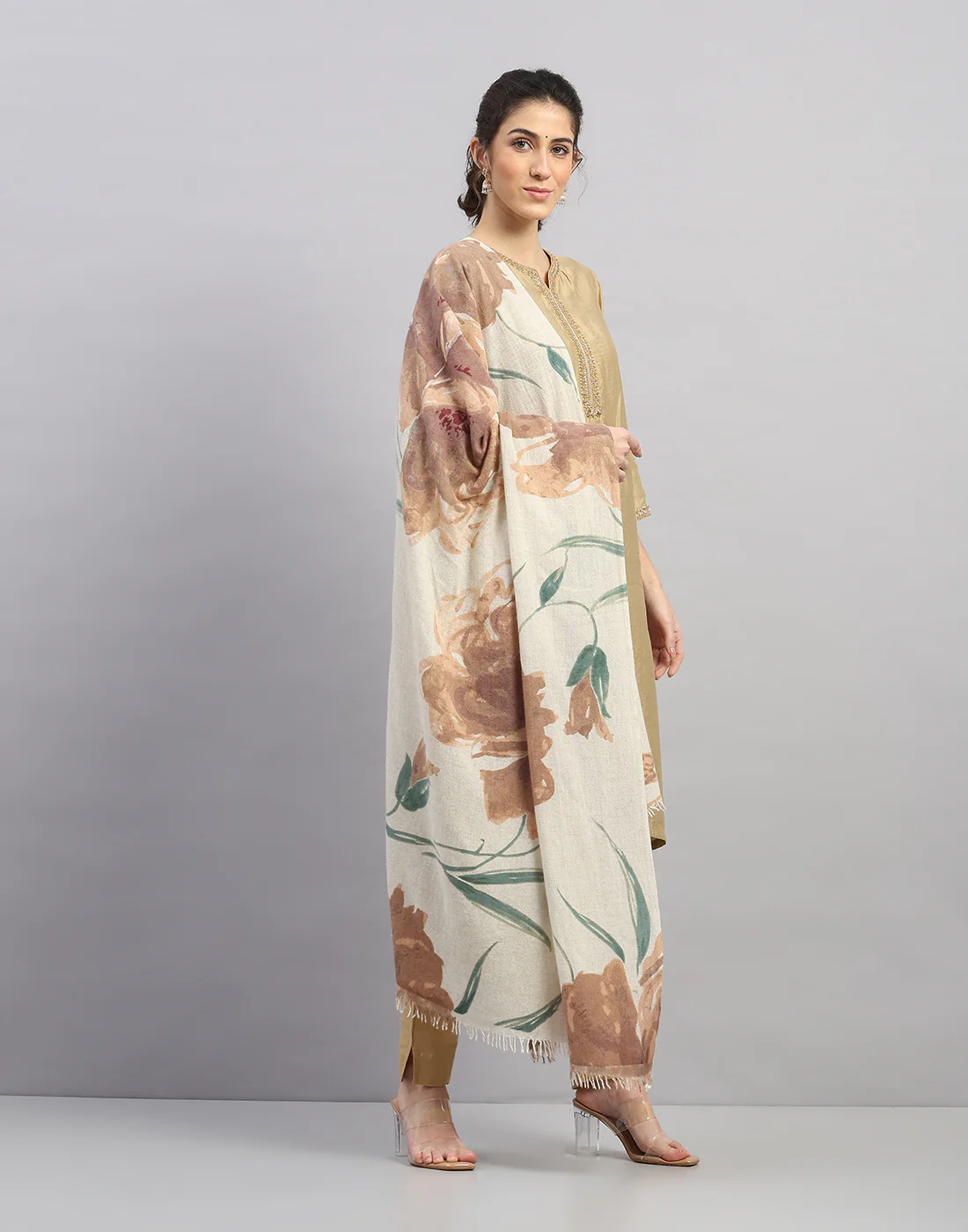Women Multicolor Self Design   Shawl - Image 3