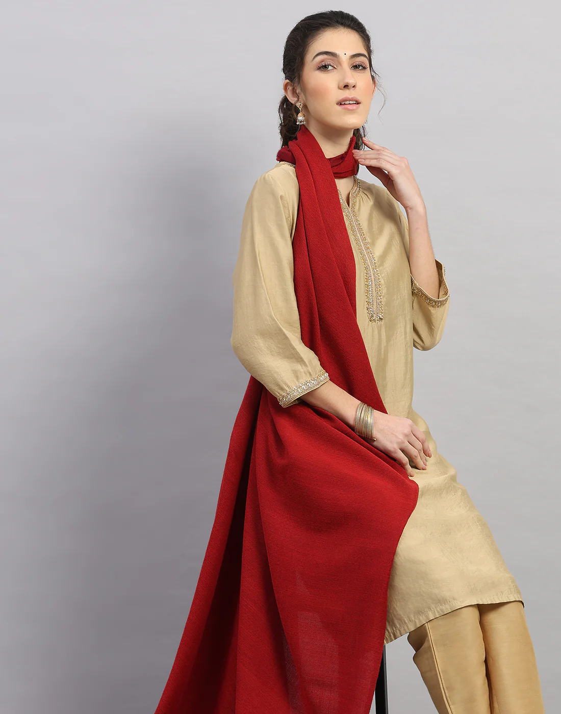 Women Multicolor Self Design   Shawl - Image 6