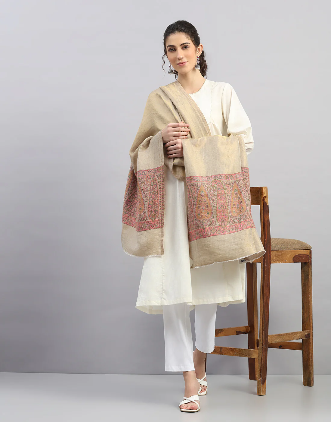 Women Multicolor Self Design   Shawl - Image 5