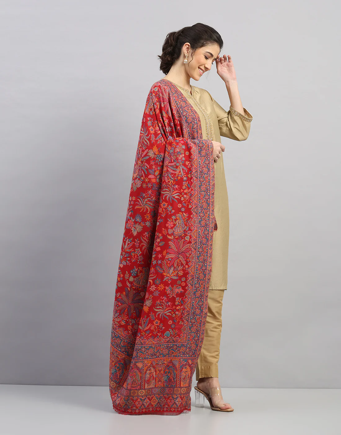 Women Multicolor Self Design   Shawl - Image 3