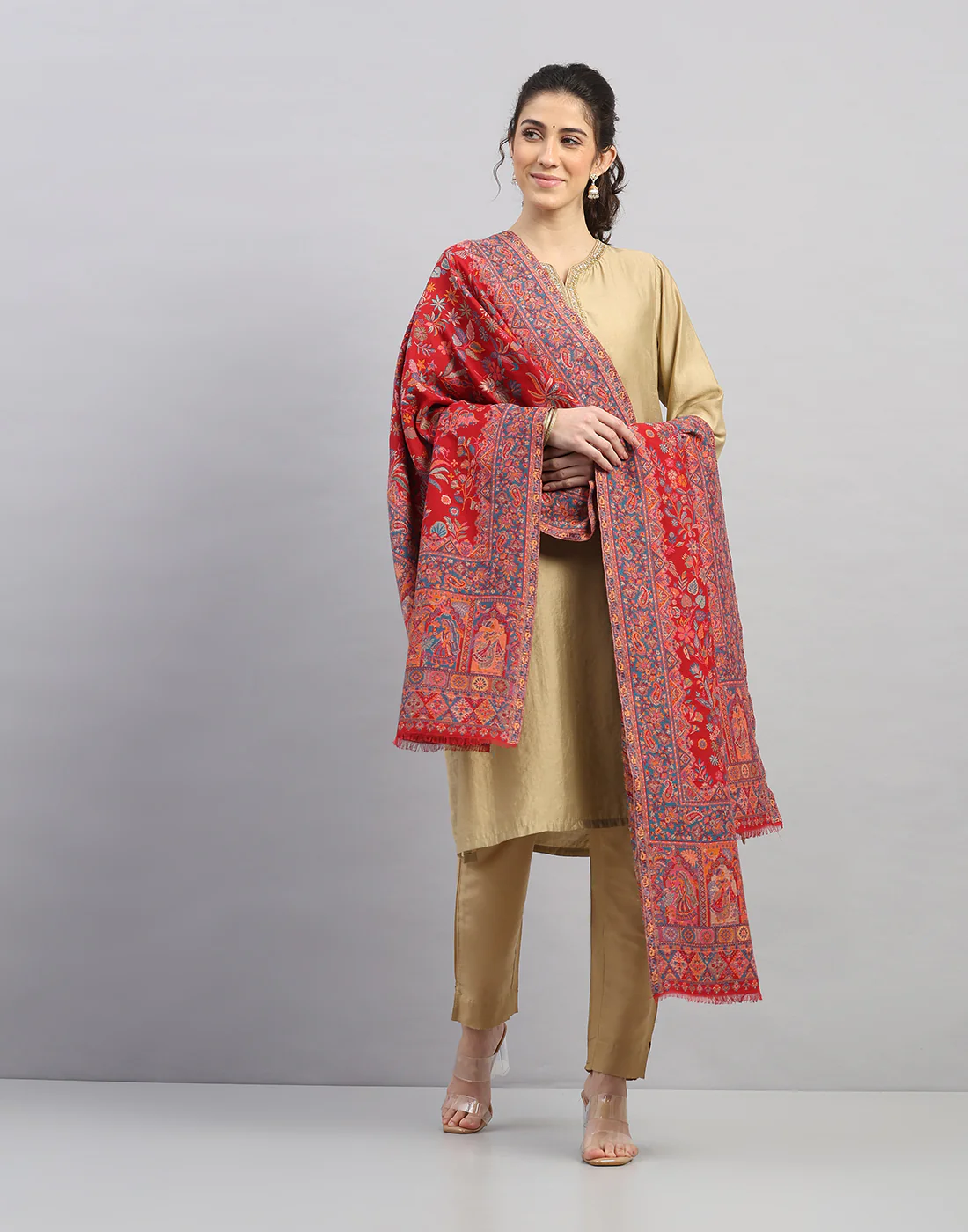 Women Multicolor Self Design   Shawl - Image 5