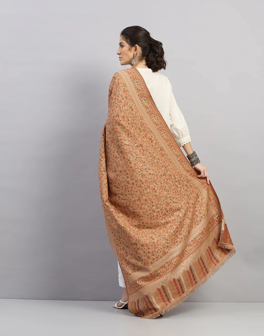Women Multicolor Self Design   Shawl - Image 4