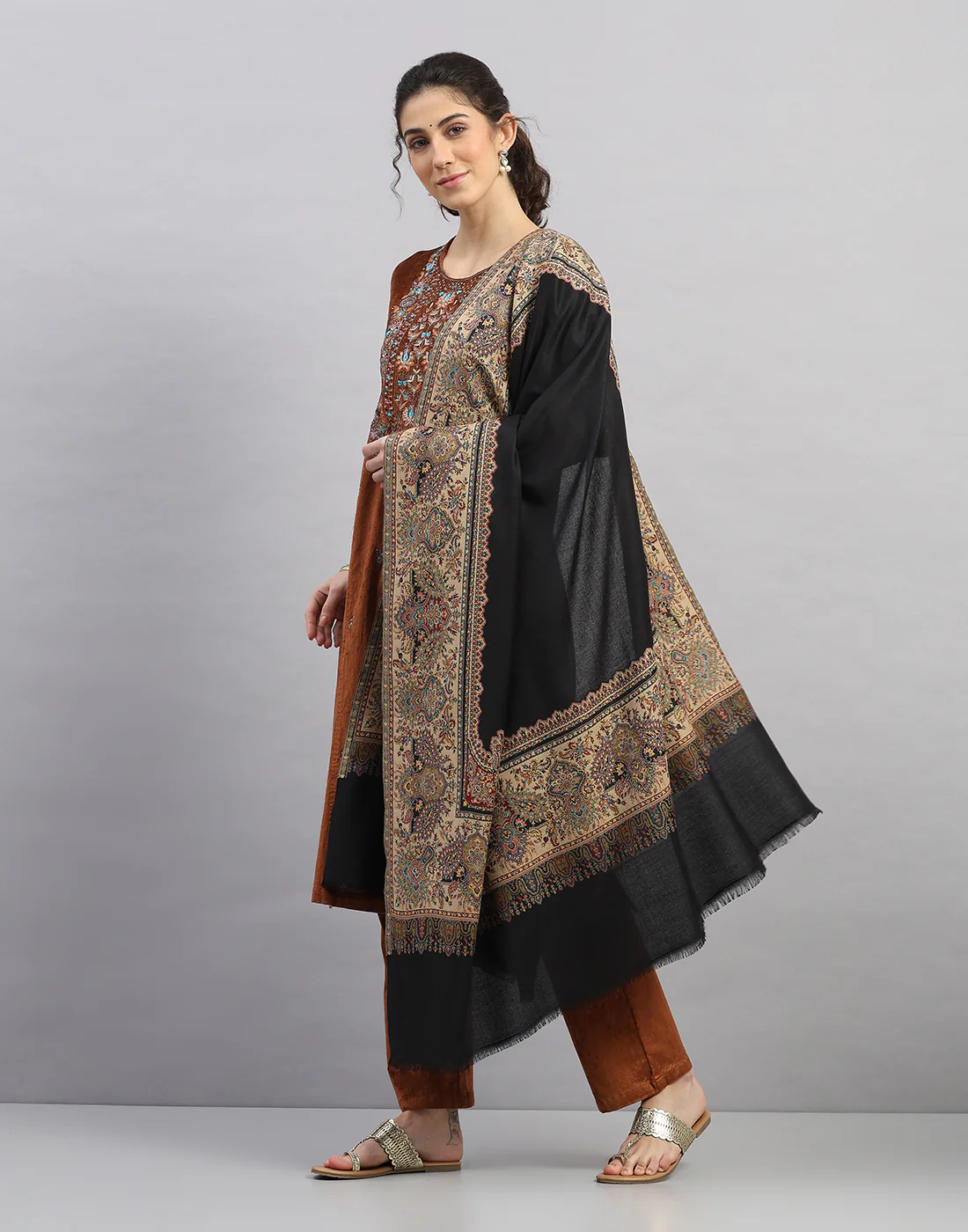 Women Multicolor Self Design   Shawl - Image 2