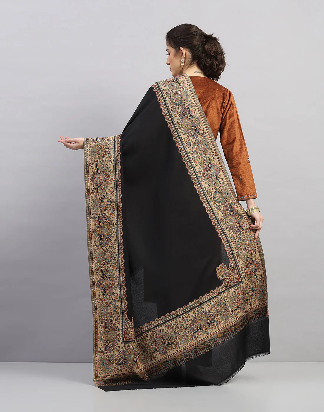 Women Multicolor Self Design   Shawl - Image 4