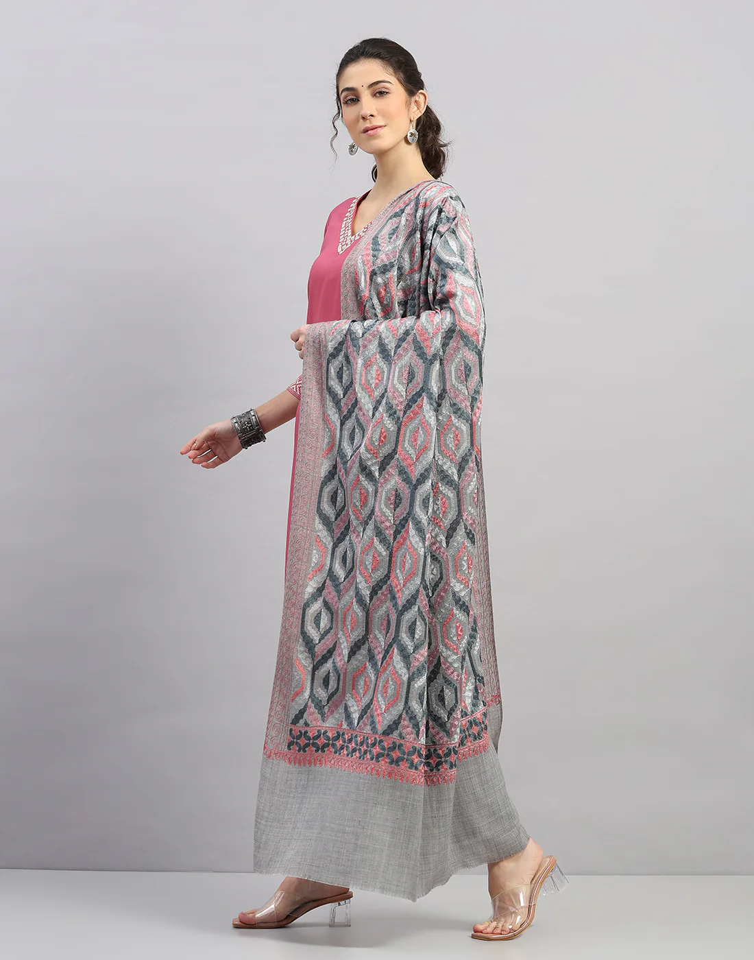 Women Multicolor Self Design   Shawl - Image 2