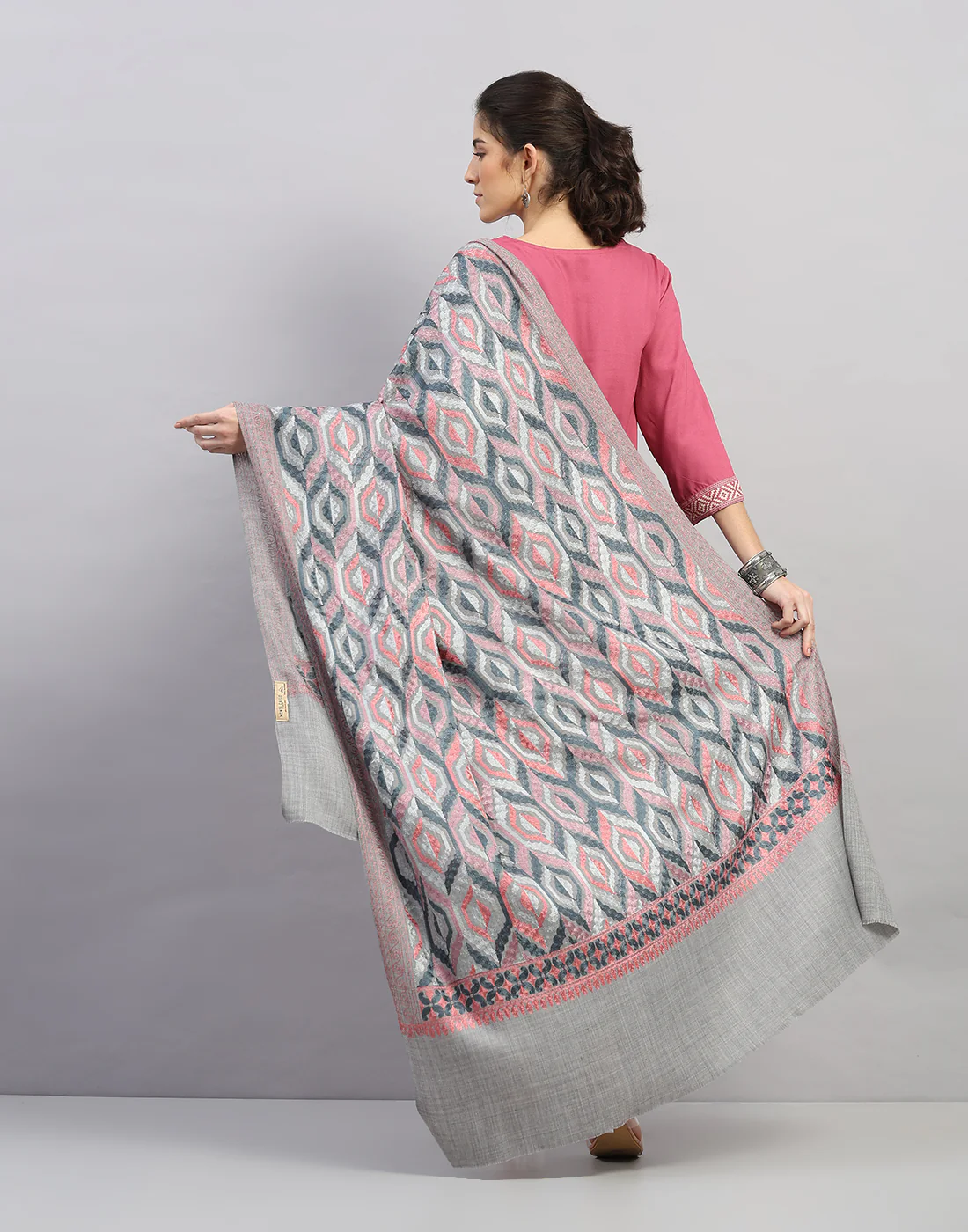 Women Multicolor Self Design   Shawl - Image 4