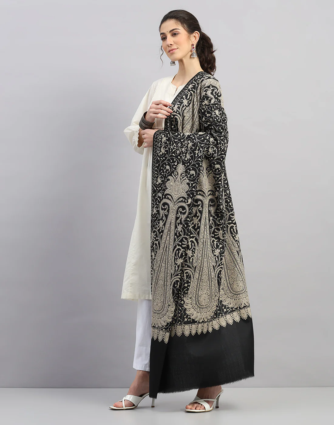 Women Multicolor Self Design   Shawl - Image 2