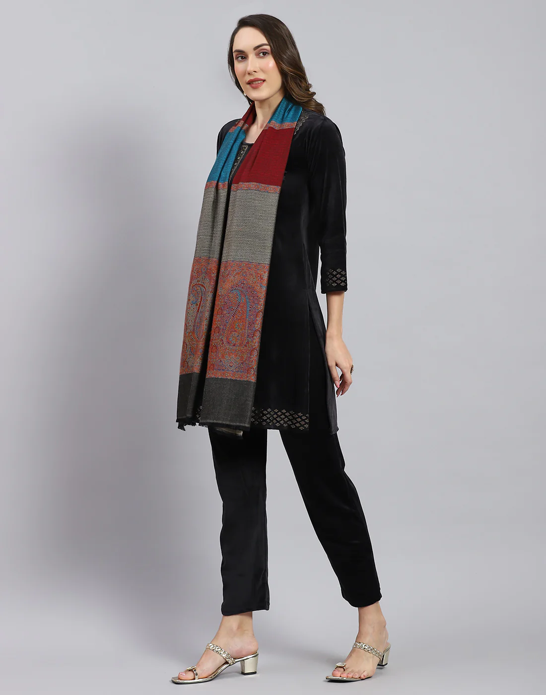 Women Multicolor Self Design Stole - Image 3