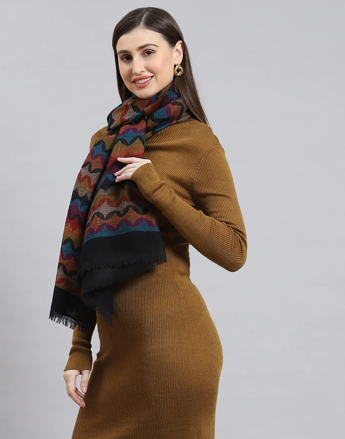 Women Multicolor Self Design Stole - Image 4