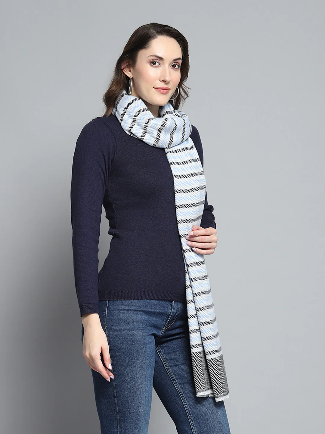 Women Multicolor Self Design Stole - Image 4