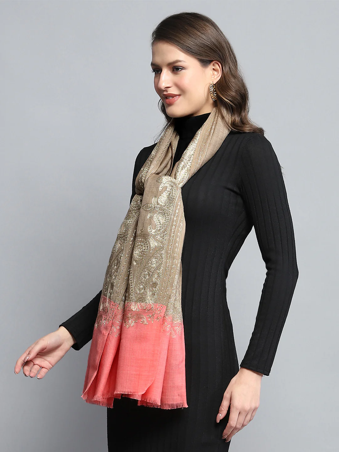 Women Multicolor Self Design Stole - Image 4