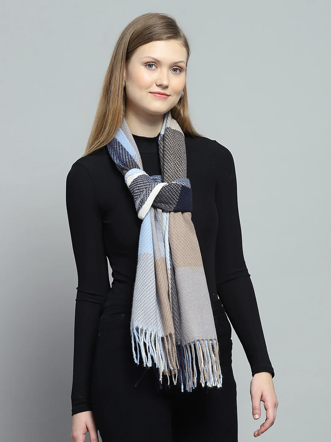 Women Multicolor Self Design Stole - Image 4