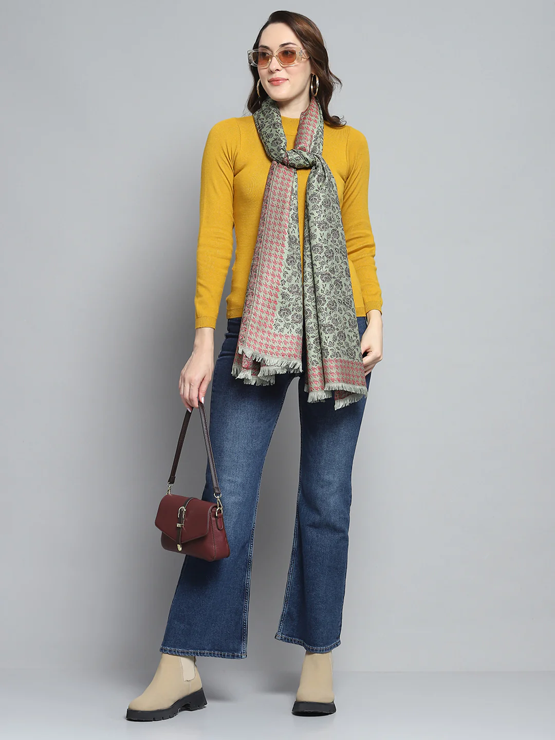 Women Multicolor Self Design Stole - Image 2