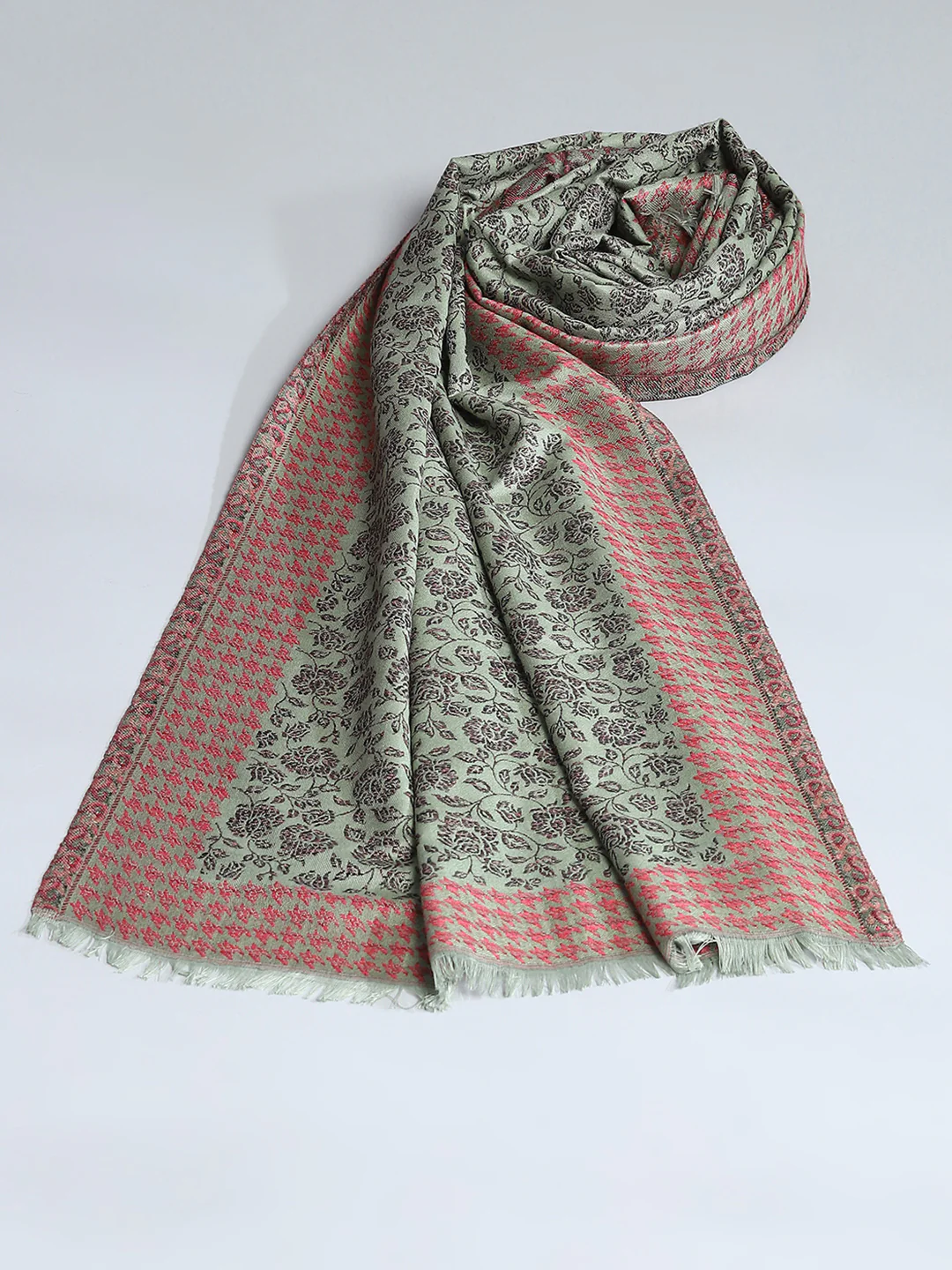 Women Multicolor Self Design Stole - Image 6