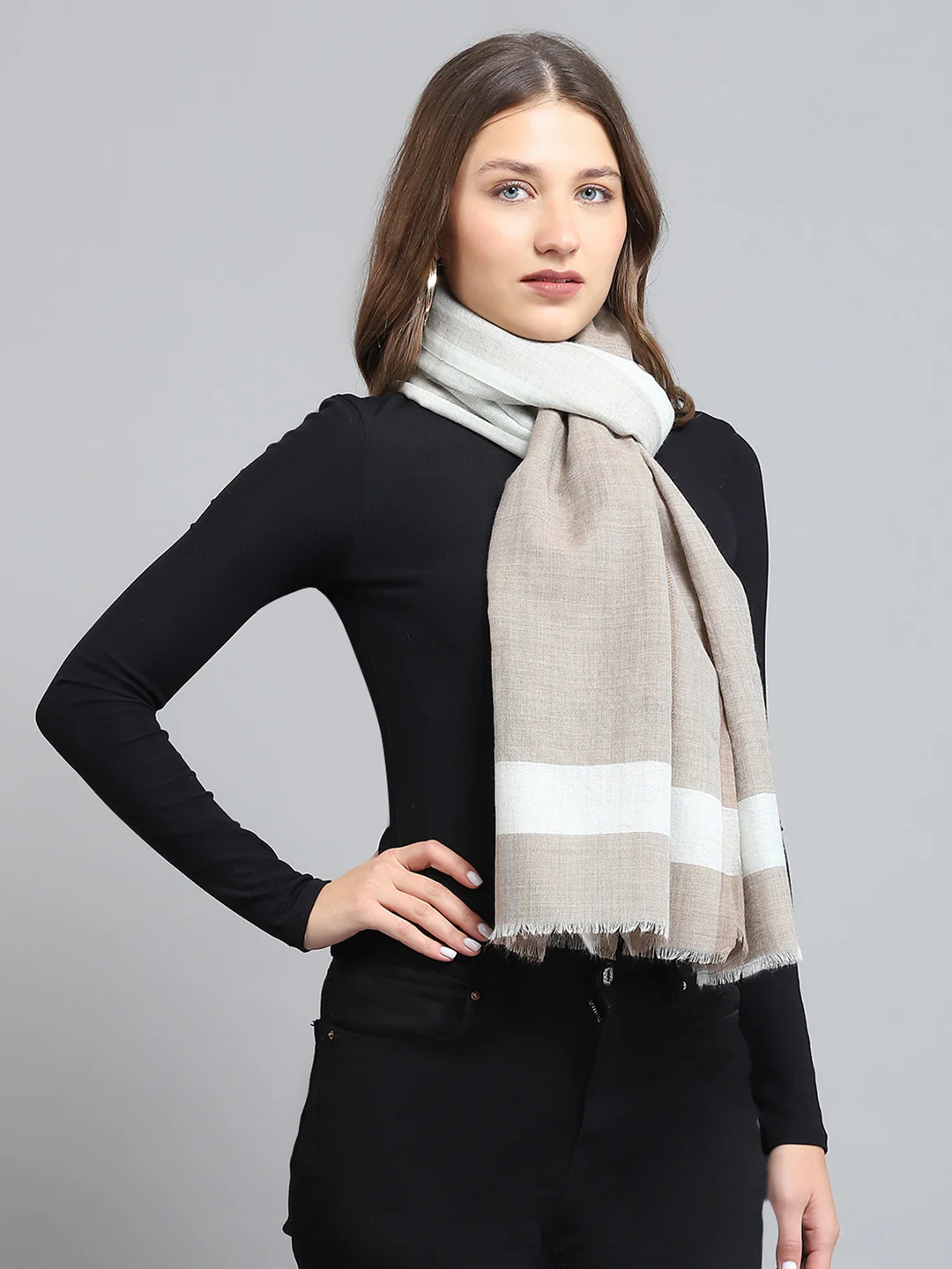 Women Multicolor Self Design Stole - Image 5