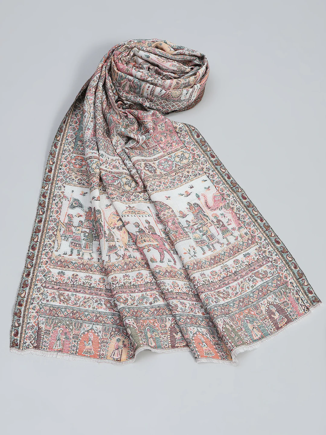 Women Multicolor Self Design Stole - Image 6