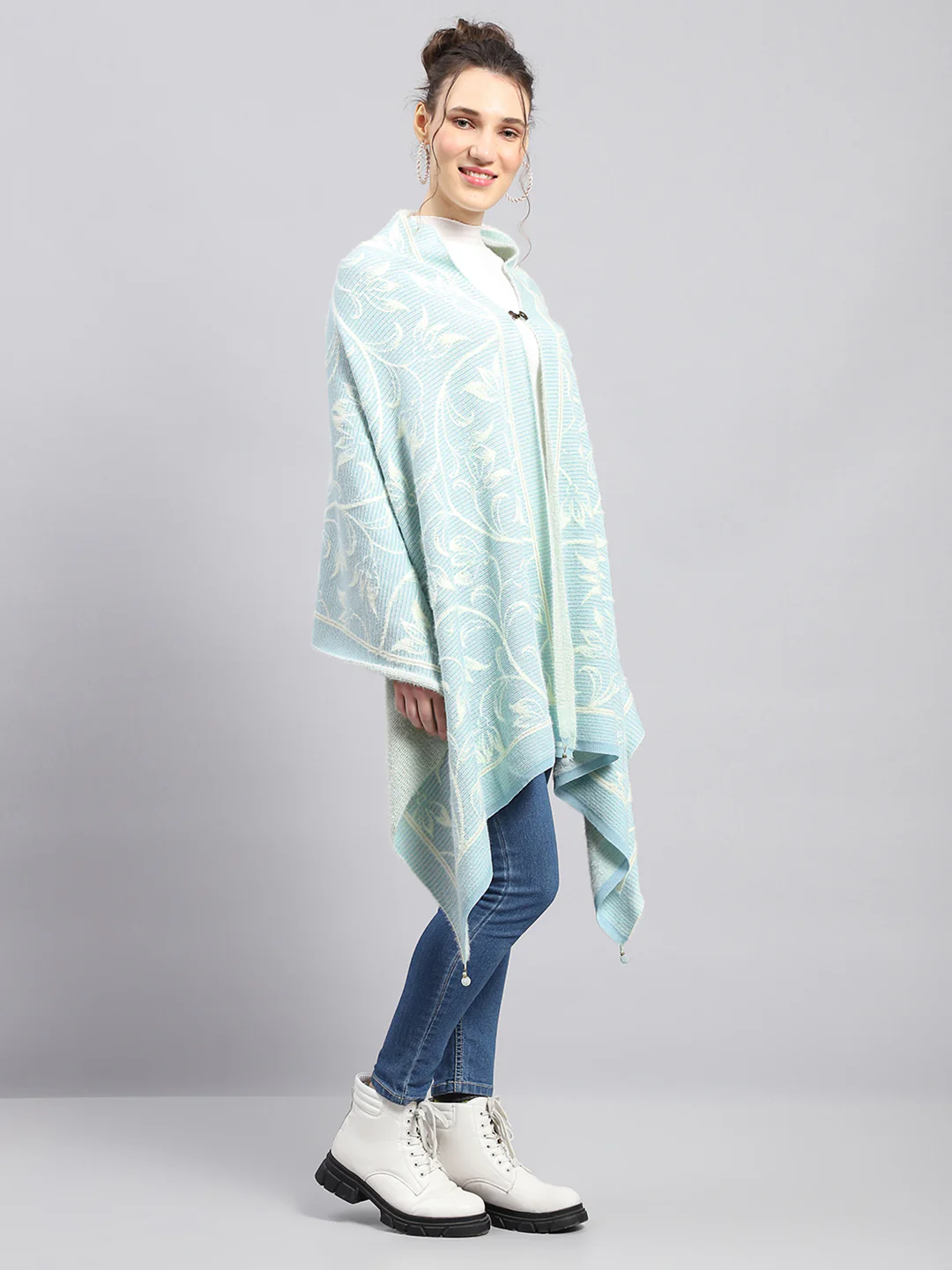 Women Multicolor Self Design Stole - Image 4