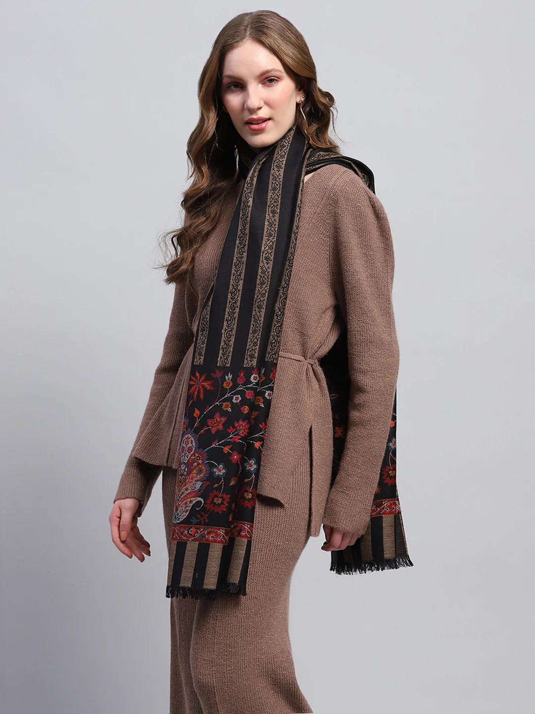 Women Multicolor Self Design Stole - Image 4