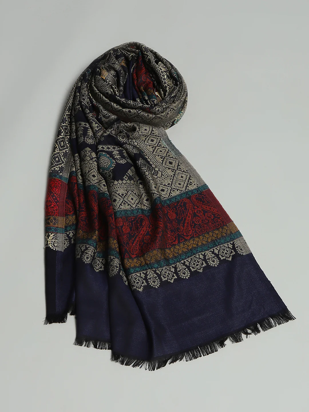 Women Multicolor Self Design Stole - Image 6