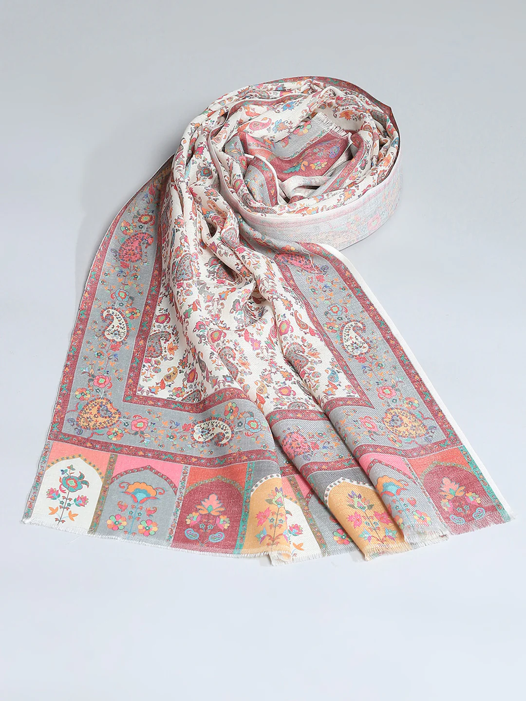 Women Multicolor Self Design Stole - Image 5