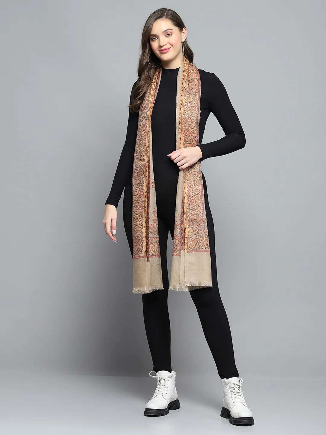 Women Multicolor Self Design Stole - Image 2