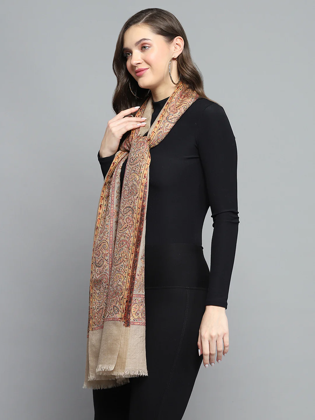 Women Multicolor Self Design Stole - Image 3