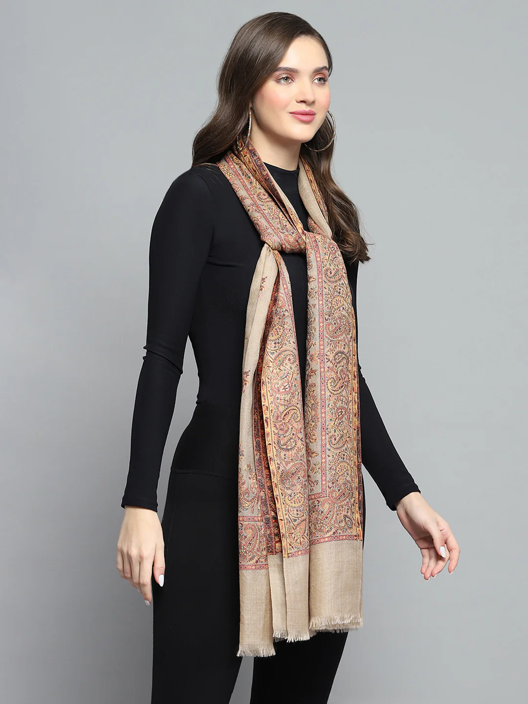 Women Multicolor Self Design Stole - Image 4