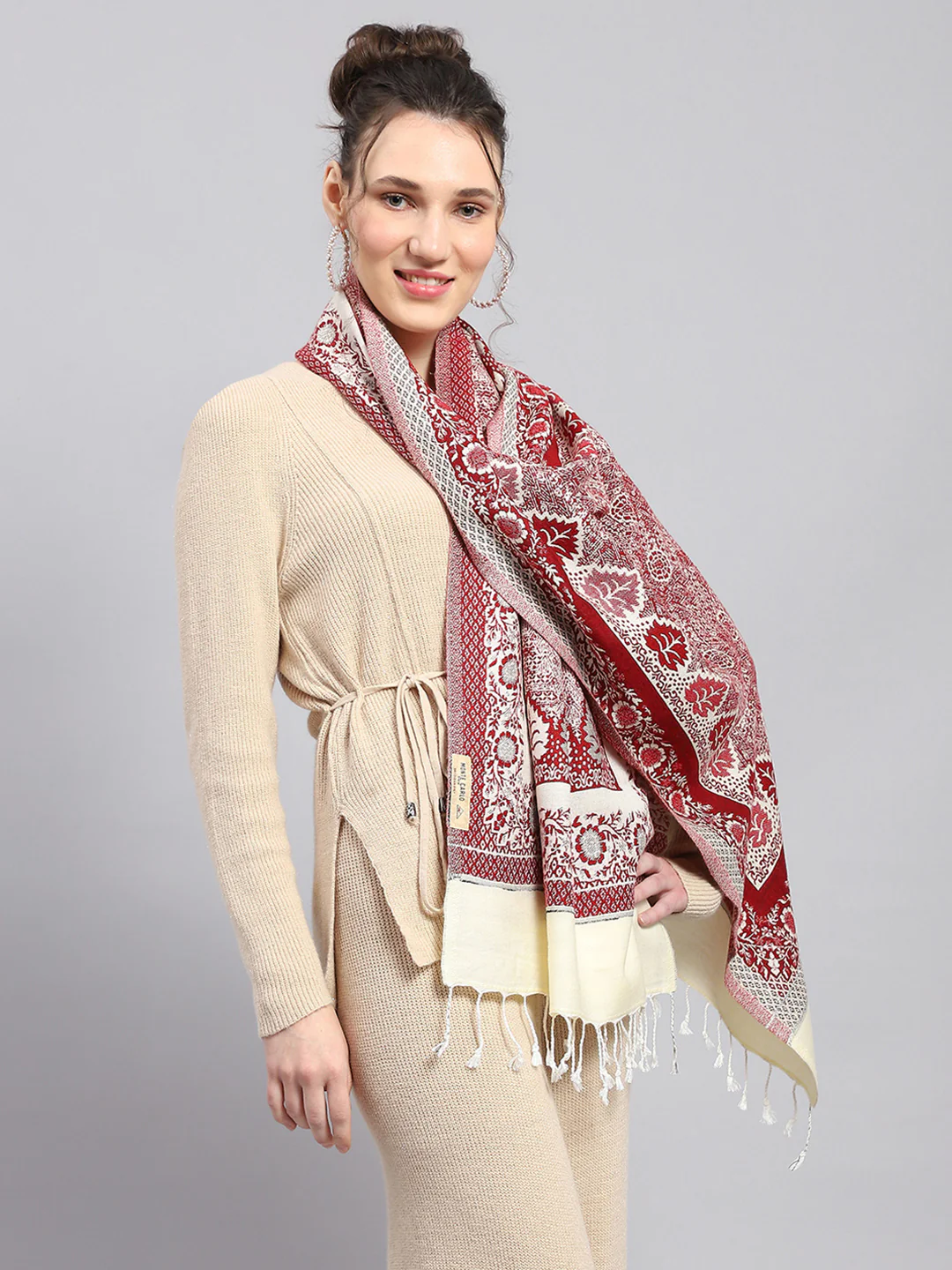 Women Multicolor Self Design Stole - Image 5