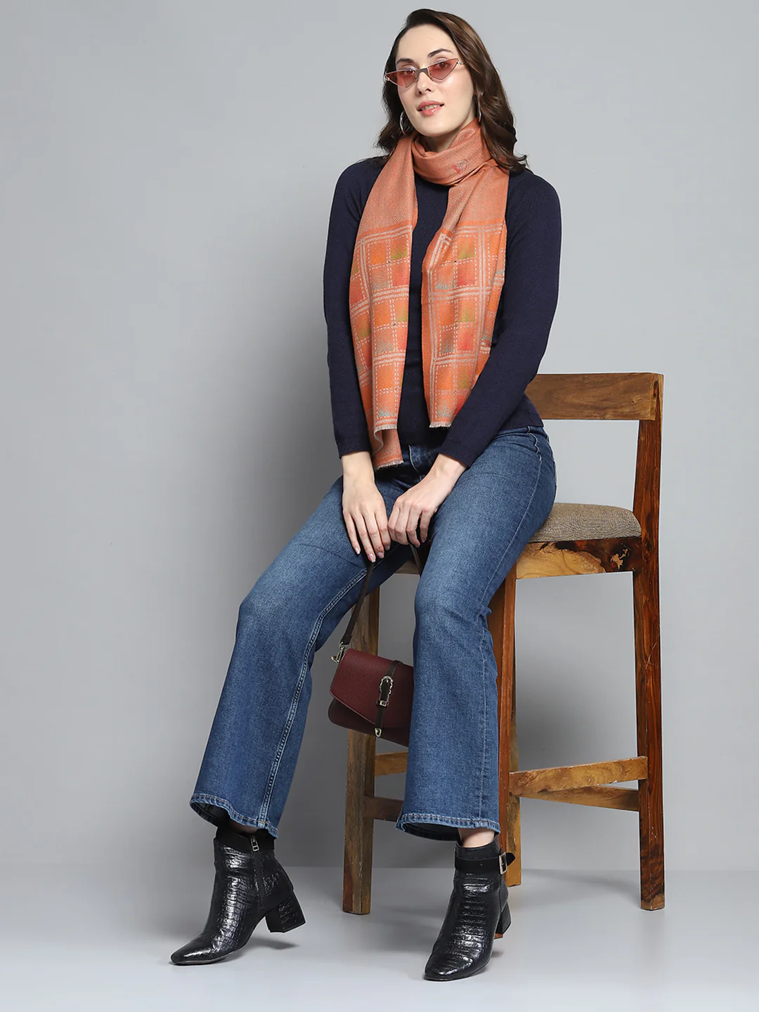 Women Multicolor Self Design Stole - Image 2