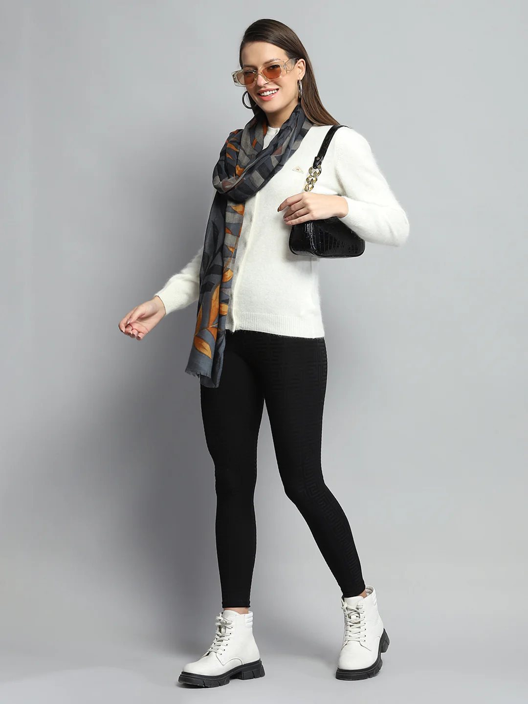 Women Multicolor Self Design Stole - Image 2