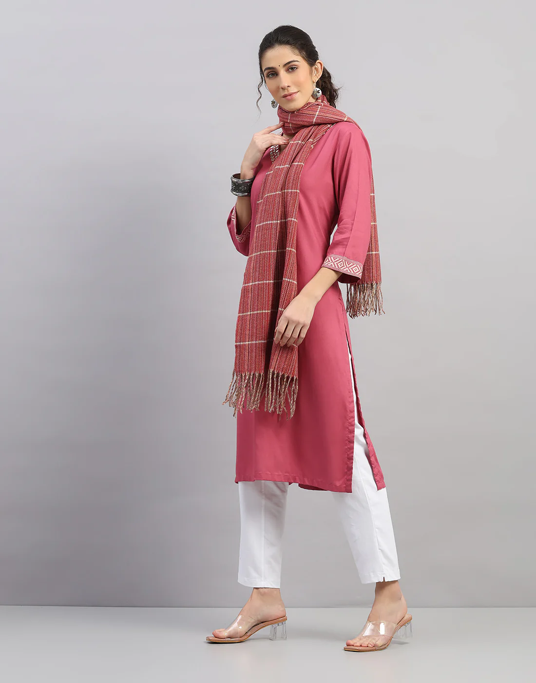 Women Multicolor Self Design   Stole - Image 2