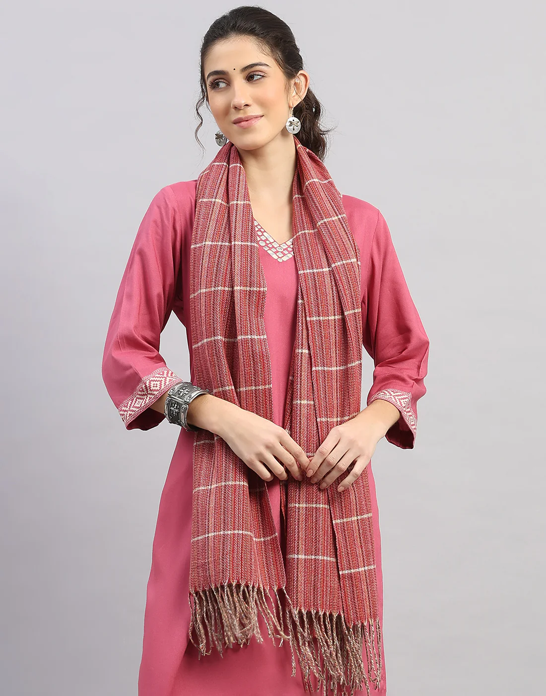 Women Multicolor Self Design   Stole - Image 5