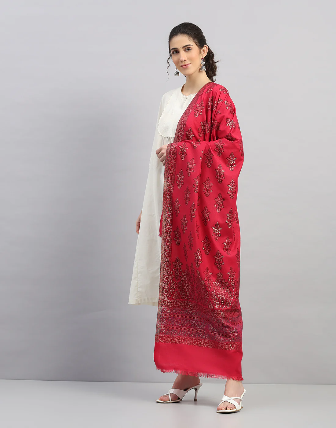 Women Multicolor Self Design   Stole - Image 2