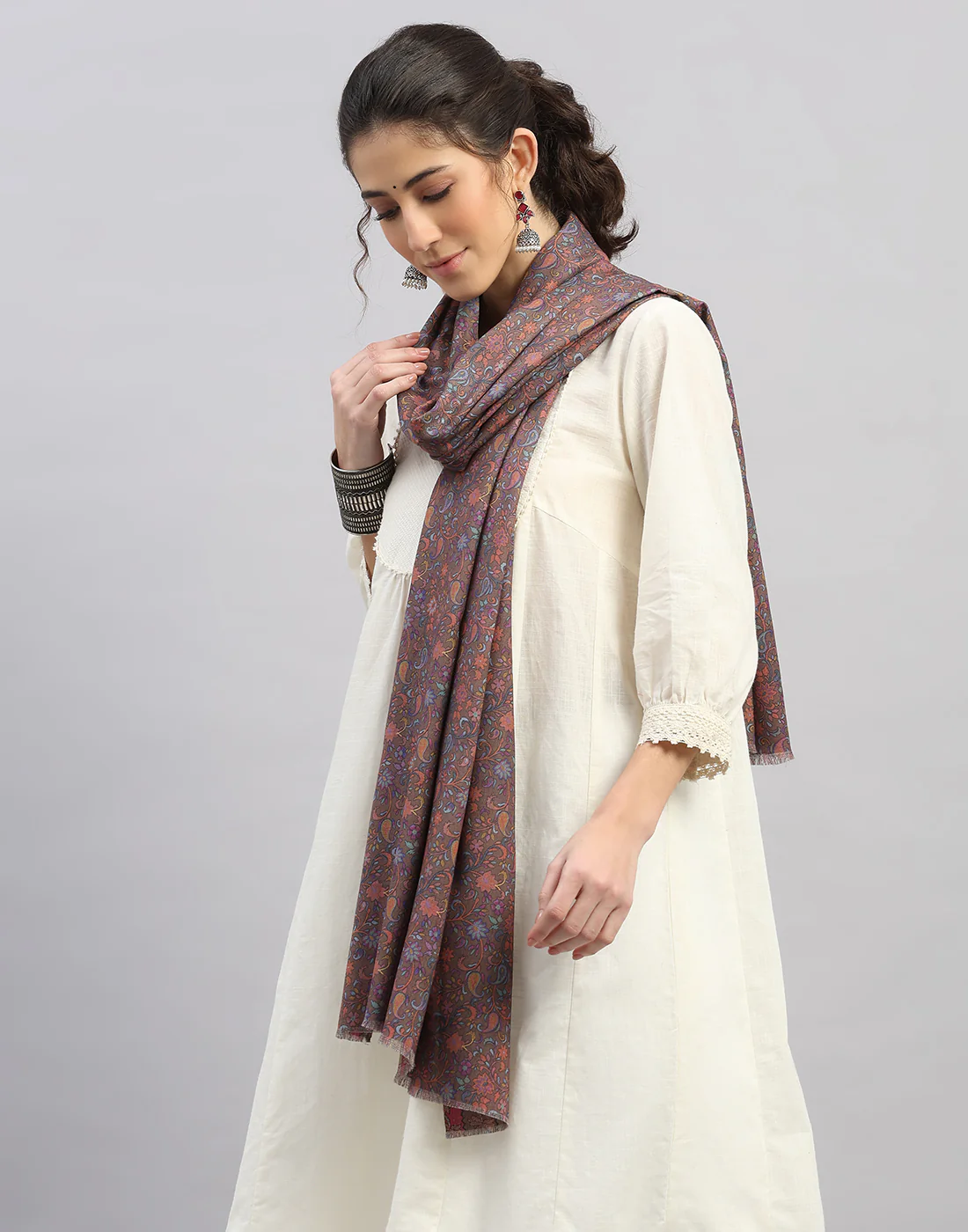 Women Multicolor Self Design   Stole - Image 2
