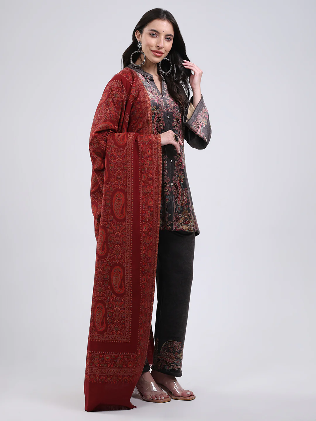 Women Multicolor Self Design Wool Blend Shawl - Image 4