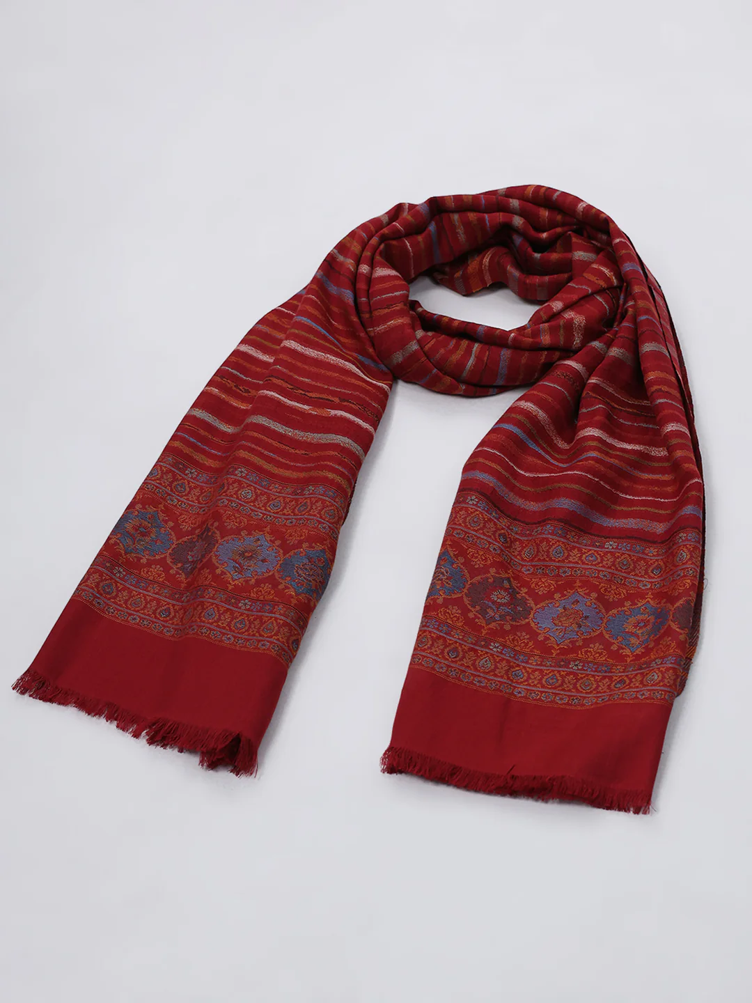 Women Multicolor Self Design Wool Blend Shawl - Image 6