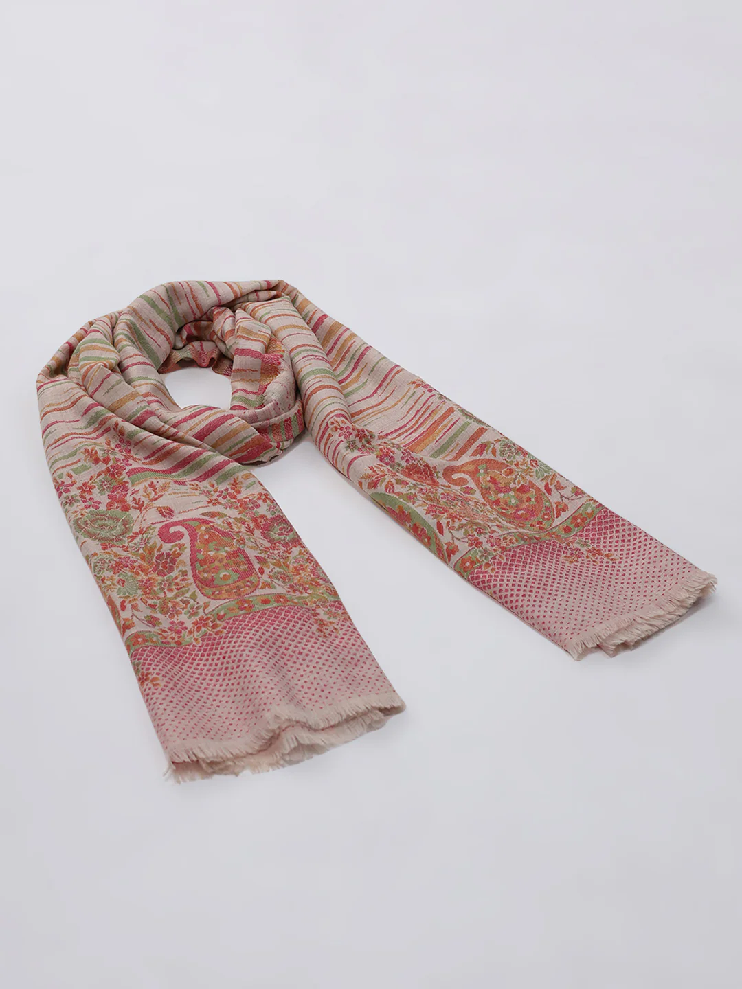 Women Multicolor Self Design Wool Blend Shawl - Image 6