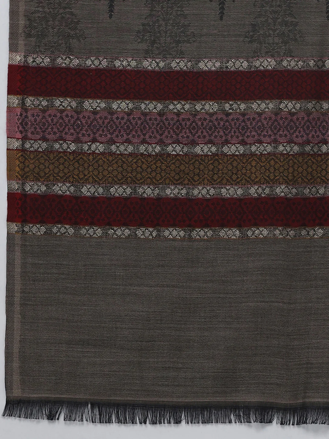 Women Multicolor Self Design Wool Blend Stole - Image 7