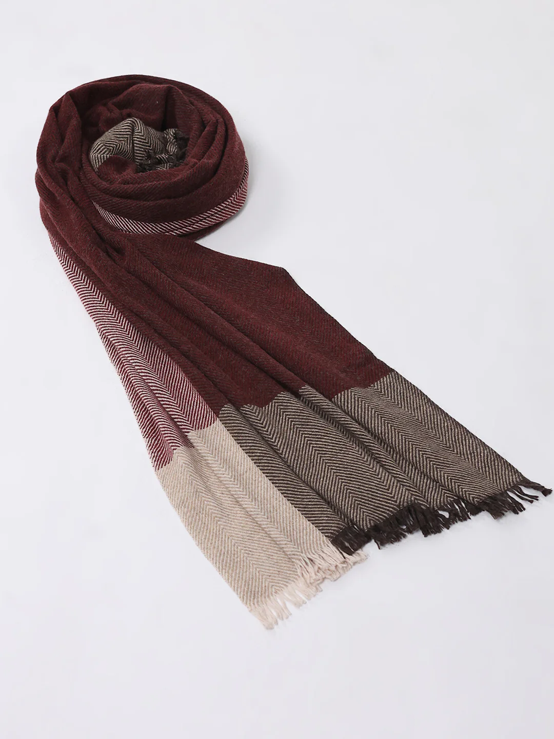 Women Multicolor Self Design Wool Stole - Image 7