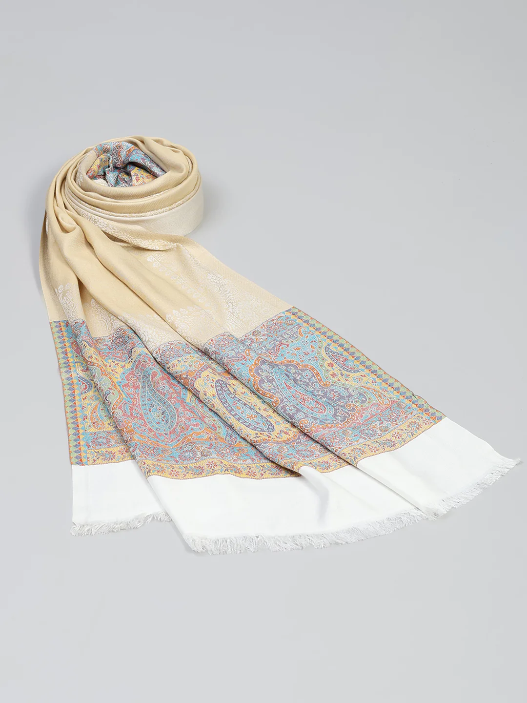 Women Multicolor Self Design Wool Stole - Image 6
