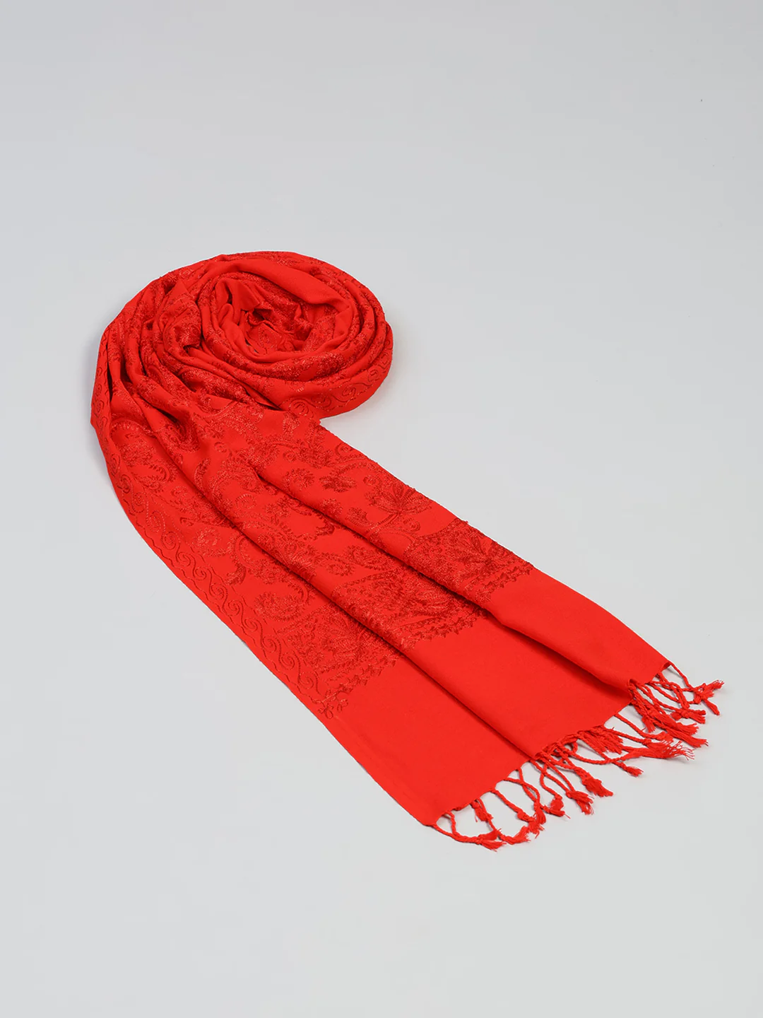 Women Multicolor Self Design Wool Stole - Image 6