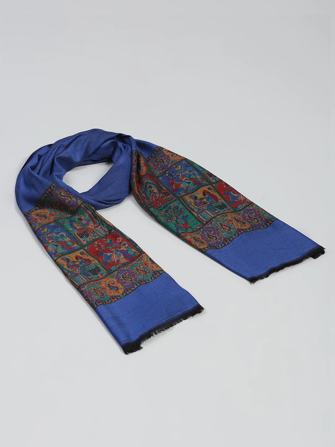 Women Multicolor Self Design Wool Stole - Image 6