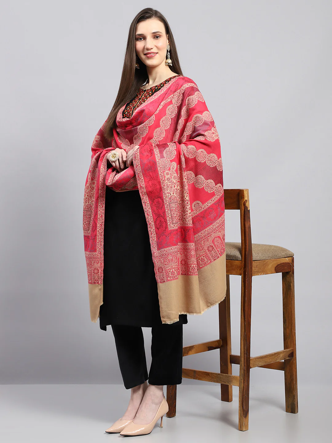 Women Multicolor Solid Shawl - Image 2