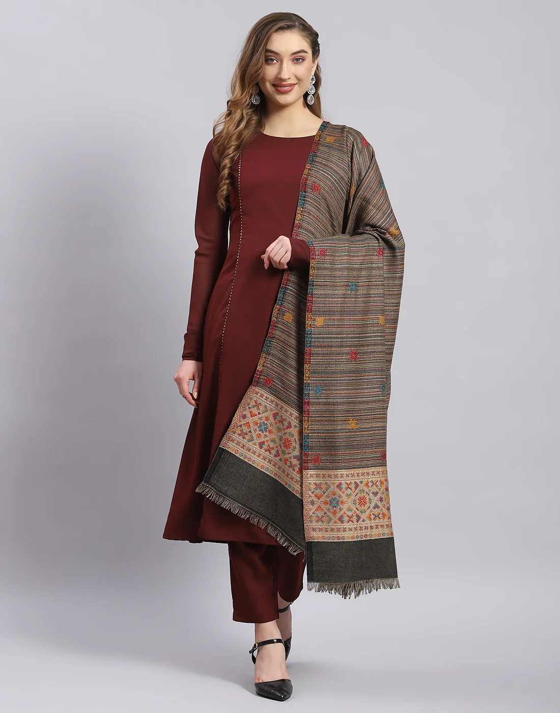 Women Multicolor Stripe Shawl - Image 2