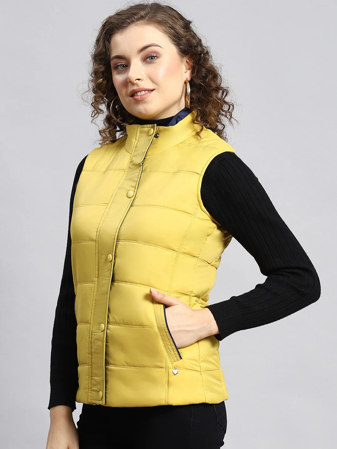 Women Mustard Printed Jacket - Image 4