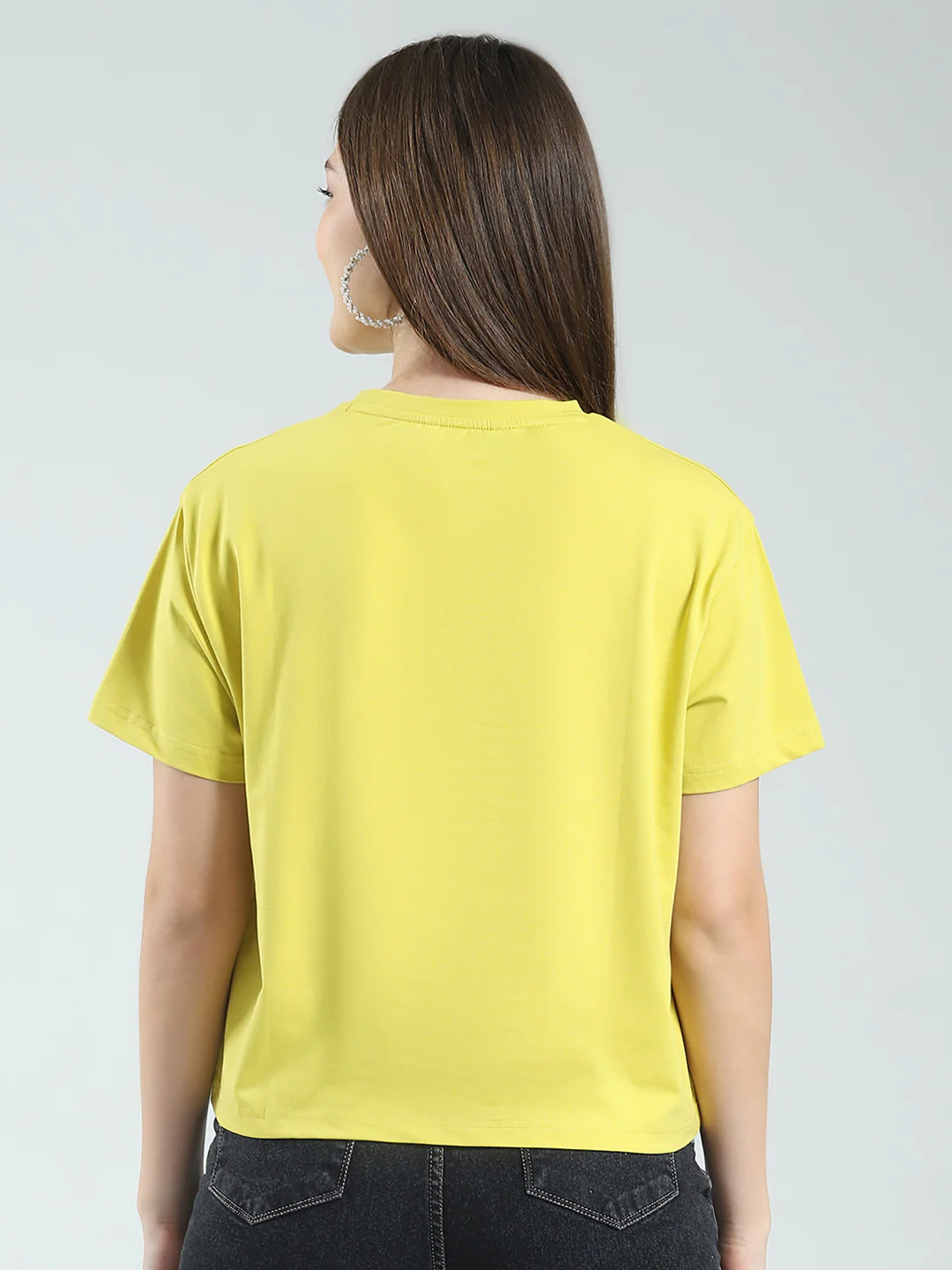 Women Mustard Printed Round Neck Half Sleeve Top - Image 5