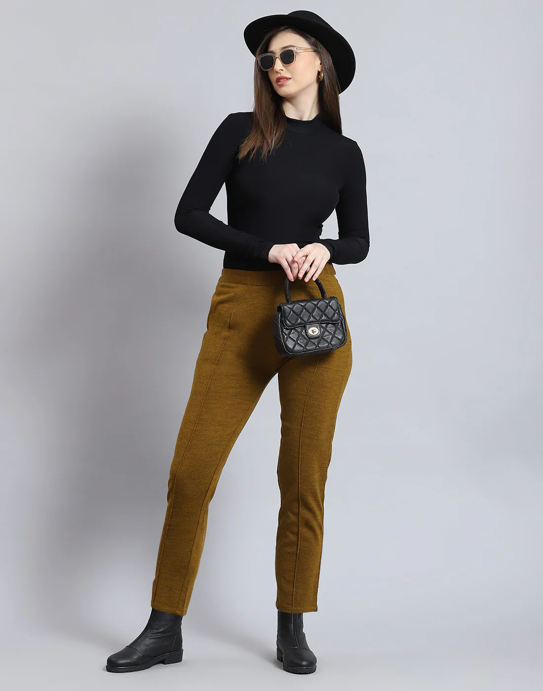Women Mustard Self Design Regular Fit Winter Lower - Image 2